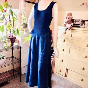 Fenini Linen And Cotton Maxi Sleeveless Dress